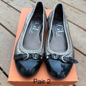 AGL Metallic Bronze and Black Loafers
